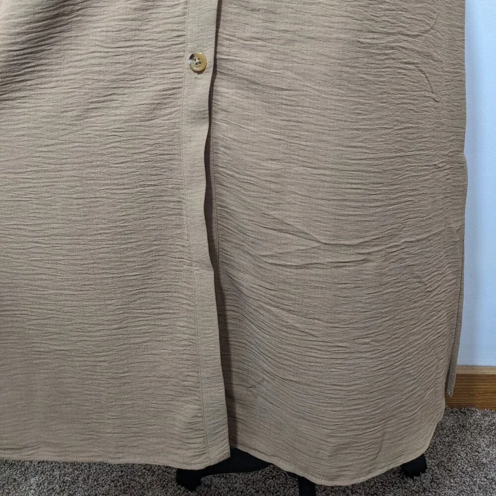 NWT Grace Karin Beige Sleeveless Summer Textured Midi Dress Belted Buttons XL - Picture 4 of 13